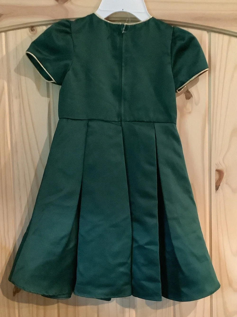 Rare Editions Emerald Green Dress with Gold Trim and Bow